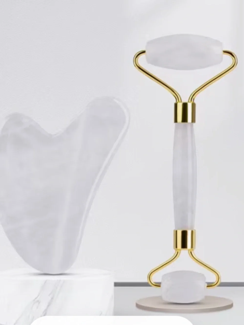 New Crystal Quartz Facial Massager Gua Sha Set